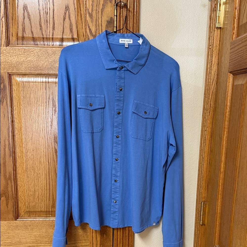 Peter Millar Casual Blue Button-Down Shirt EUC